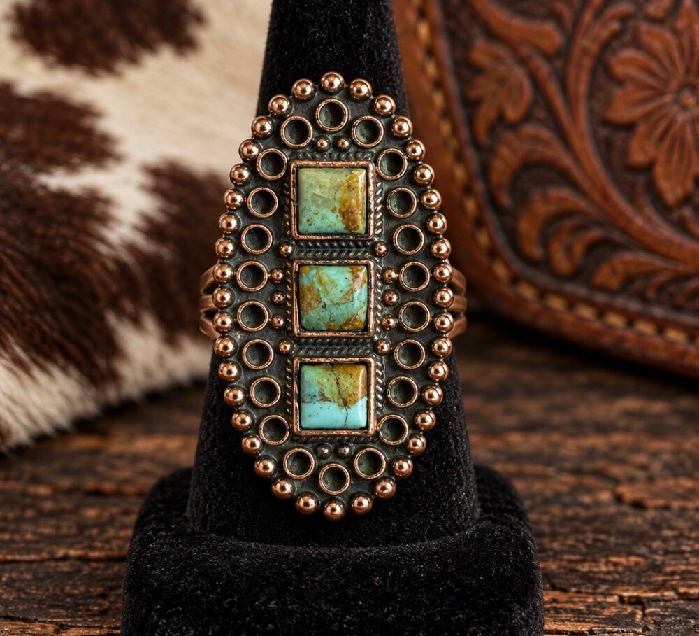 Sonoran Mountain Turquoise Copper Ring – Adjustable Size 8–11
